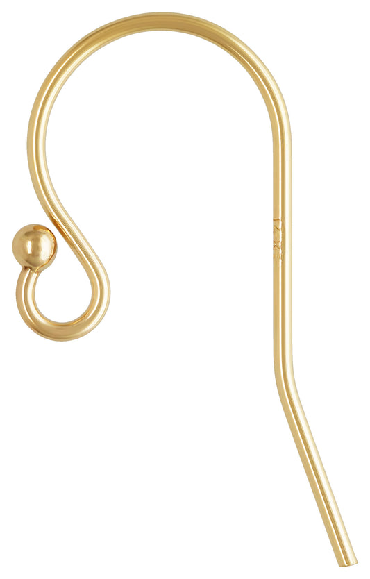 14K Gold Ear Wire Ball on tip Wire Hook