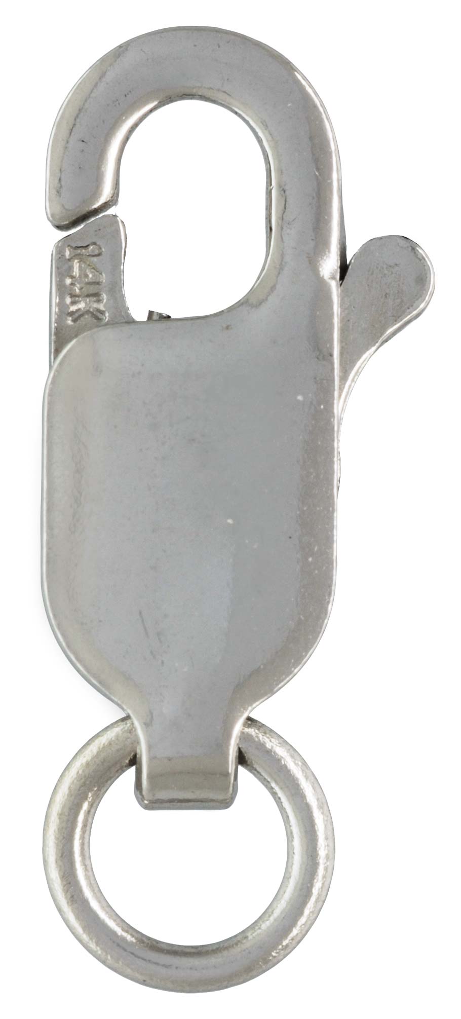 14kt White Gold Lobster Claw Clasp with Jump Ring Rhodium Plated