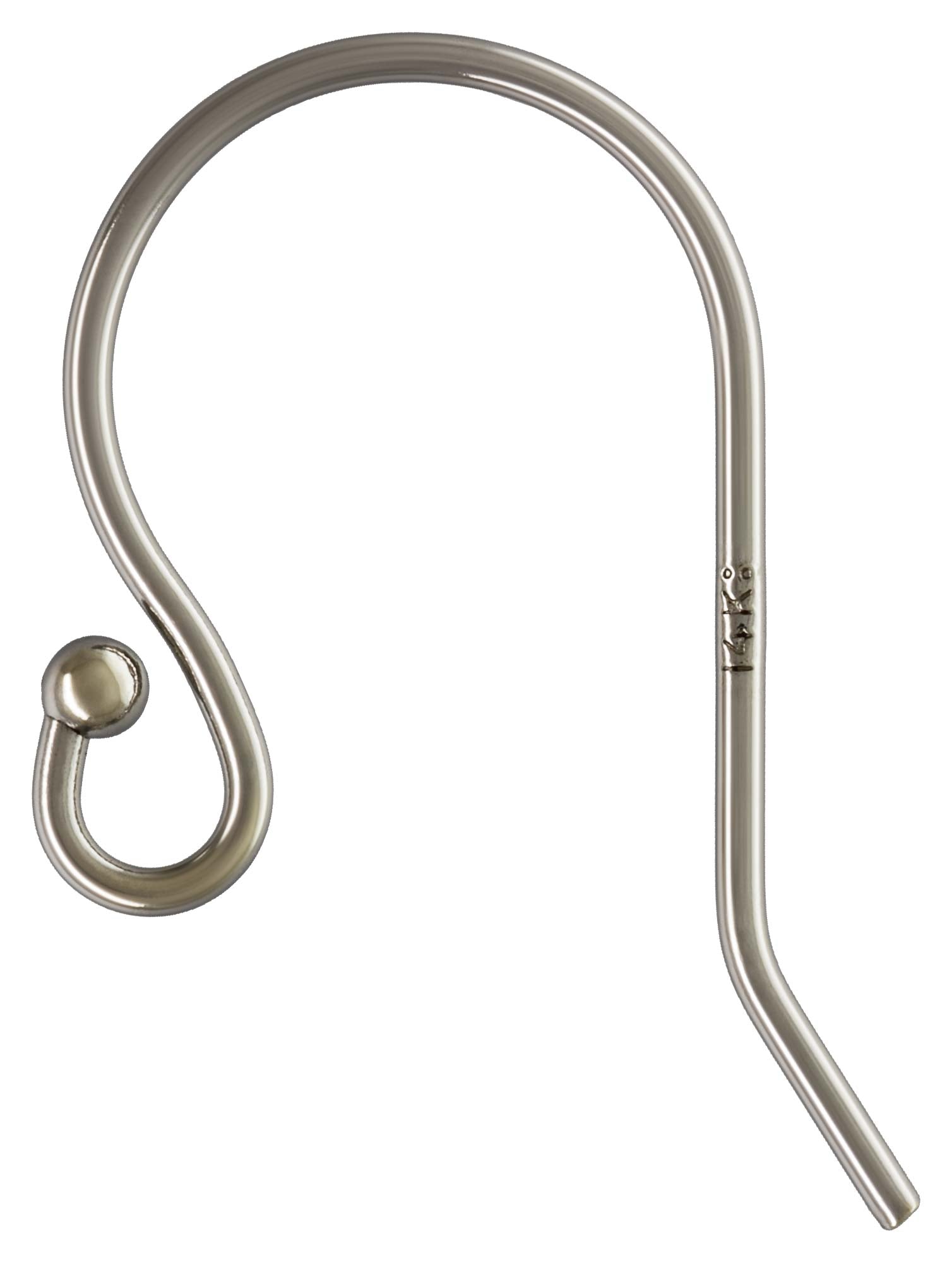 14K White Gold Ear Wire Ball on tip Wire Hook