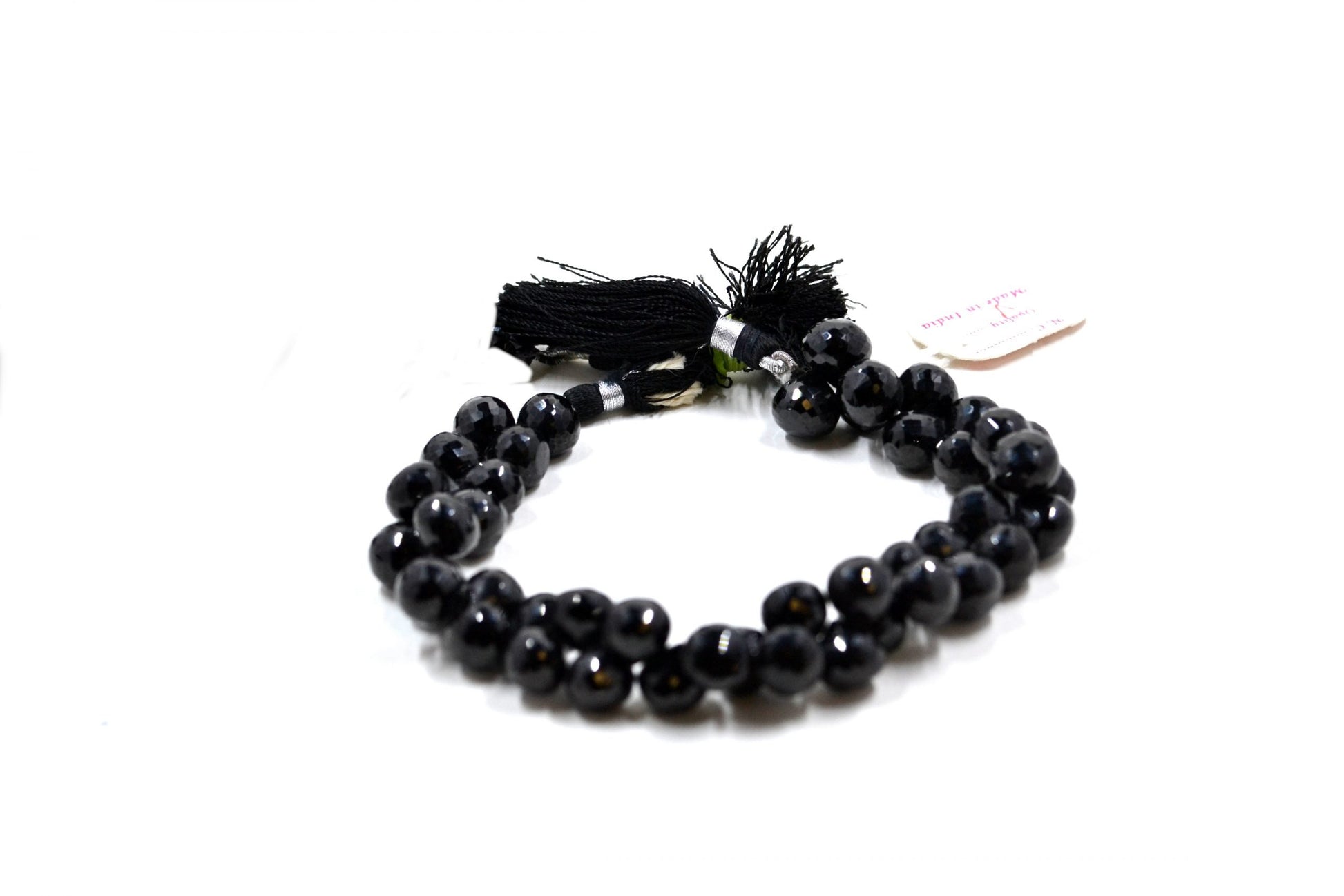 Black Spinel Onion Side Drill Faceted Beads